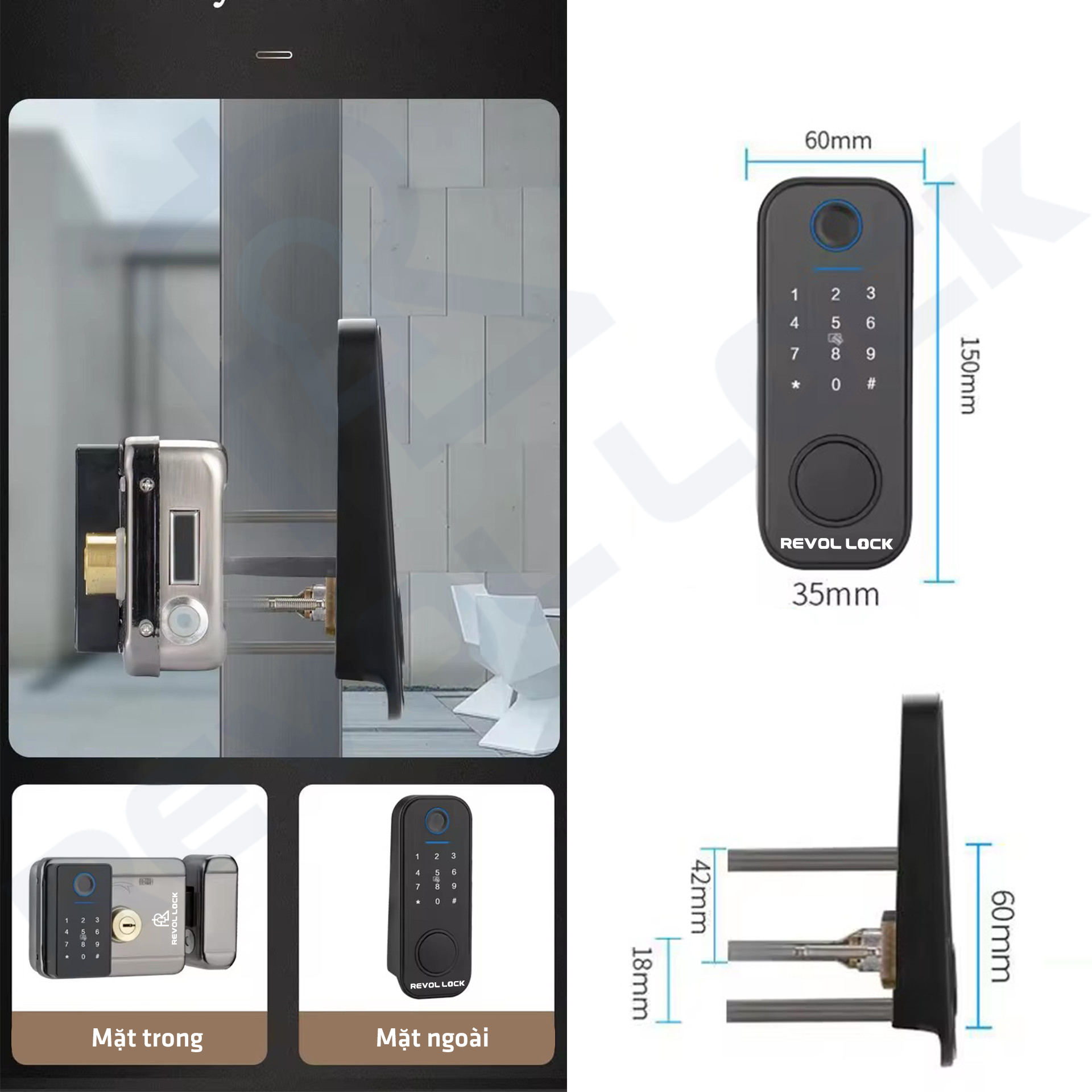 Khóa pin vân tay hai chiều RV-FB07DW - Hình ảnh 6